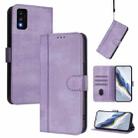 For TCL 30T Line Splicing Buckle Retro Leather Phone Case(Purple) - 1
