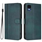 For TCL 30z T602DL Line Splicing Buckle Retro Leather Phone Case(Dark Green) - 2