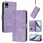 For TCL 30z T602DL Line Splicing Buckle Retro Leather Phone Case(Purple) - 1