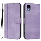 For TCL 30z T602DL Line Splicing Buckle Retro Leather Phone Case(Purple) - 2