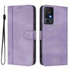 For TCL 40 SE Line Splicing Buckle Retro Leather Phone Case(Purple) - 2