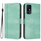 For TCL 40 XL / TCL 40 T T608DL Line Splicing Buckle Retro Leather Phone Case(Mint Green) - 2