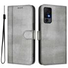 For TCL 40 XL / TCL 40 T T608DL Line Splicing Buckle Retro Leather Phone Case(Grey) - 2