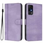 For TCL 40 XL / TCL 40 T T608DL Line Splicing Buckle Retro Leather Phone Case(Purple) - 2
