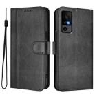 For TCL 40 R 5G Line Splicing Buckle Retro Leather Phone Case(Black) - 2