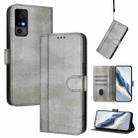 For TCL 40 R 5G Line Splicing Buckle Retro Leather Phone Case(Grey) - 1