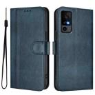 For TCL 40 R 5G Line Splicing Buckle Retro Leather Phone Case(Dark Blue) - 2