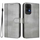 For TCL 50 LE / TCL K23 / K24 Line Splicing Buckle Retro Leather Phone Case(Grey) - 2