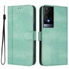 For TCL 50 XE Line Splicing Buckle Retro Leather Phone Case(Mint Green) - 2