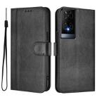 For TCL 50 XE Line Splicing Buckle Retro Leather Phone Case(Black) - 2