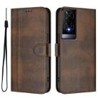 For TCL 50 XE Line Splicing Buckle Retro Leather Phone Case(Brown) - 2