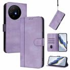 For TCL 50 XL 5G / 50 XL NxtPaper Line Splicing Buckle Retro Leather Phone Case(Purple) - 1