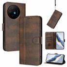 For TCL 50 XL 5G / 50 XL NxtPaper Line Splicing Buckle Retro Leather Phone Case(Brown) - 1