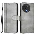 For TCL 60R 5G Line Splicing Buckle Retro Leather Phone Case(Grey) - 2