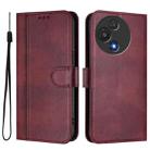 For TCL 60R 5G Line Splicing Buckle Retro Leather Phone Case(Wine Red) - 2