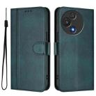 For TCL 60R 5G Line Splicing Buckle Retro Leather Phone Case(Dark Green) - 2