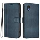 For TCL 201 Line Splicing Buckle Retro Leather Phone Case(Dark Blue) - 2