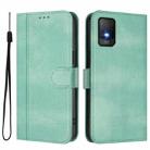 For TCL 403 Line Splicing Buckle Retro Leather Phone Case(Mint Green) - 2