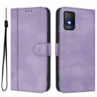 For TCL 403 Line Splicing Buckle Retro Leather Phone Case(Purple) - 2