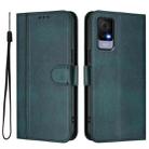 For TCL 405 / 406 / 408 Line Splicing Buckle Retro Leather Phone Case(Dark Green) - 2
