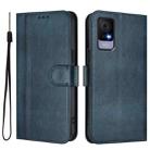 For TCL 405 / 406 / 408 Line Splicing Buckle Retro Leather Phone Case(Dark Blue) - 2