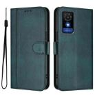 For TCL 501 Line Splicing Buckle Retro Leather Phone Case(Dark Green) - 2