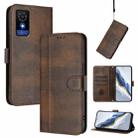 For TCL 501 Line Splicing Buckle Retro Leather Phone Case(Brown) - 1