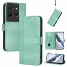 For TCL 503 Line Splicing Buckle Retro Leather Phone Case(Mint Green) - 1