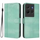For TCL 503 Line Splicing Buckle Retro Leather Phone Case(Mint Green) - 2