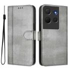 For TCL 503 Line Splicing Buckle Retro Leather Phone Case(Grey) - 2