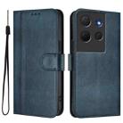 For TCL 503 Line Splicing Buckle Retro Leather Phone Case(Dark Blue) - 2