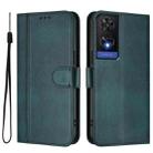 For TCL 505 Line Splicing Buckle Retro Leather Phone Case(Dark Green) - 2