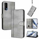 For TCL Stylus 5G Line Splicing Buckle Retro Leather Phone Case(Grey) - 1