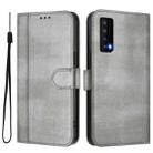 For TCL Stylus 5G Line Splicing Buckle Retro Leather Phone Case(Grey) - 2