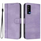 For TCL Stylus 5G Line Splicing Buckle Retro Leather Phone Case(Purple) - 2