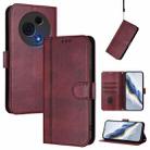 For TCL 60 NxtPaper Line Splicing Buckle Retro Leather Phone Case(Wine Red) - 1