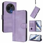 For TCL 60 NxtPaper Line Splicing Buckle Retro Leather Phone Case(Purple) - 1