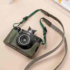 For FUJIFILM X100VI Buffalo Texture PU Leather Camera Half Case Base with Shoulder Strap(Green) - 1