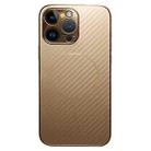 For iPhone 16 Pro Plating Carbon Fiber MagSafe Full Coverage Phone Case(Gold) - 1
