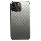 For iPhone 16 Pro Plating Carbon Fiber MagSafe Full Coverage Phone Case(Silver) - 1