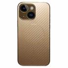 For iPhone 13 Plating Carbon Fiber MagSafe Full Coverage Phone Case(Gold) - 1