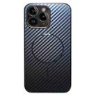 For iPhone 11 Pro Max Plating Carbon Fiber MagSafe Full Coverage Phone Case(Black) - 1
