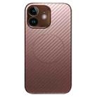 For iPhone 12 Plating Carbon Fiber MagSafe Full Coverage Phone Case(Pink) - 1