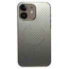 For iPhone 12 Plating Carbon Fiber MagSafe Full Coverage Phone Case(Silver) - 1