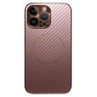 For iPhone 12 Pro Plating Carbon Fiber MagSafe Full Coverage Phone Case(Pink) - 1