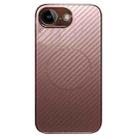 For iPhone 16e Plating Carbon Fiber MagSafe Full Coverage Phone Case(Pink) - 1