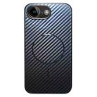 For iPhone 16e Plating Carbon Fiber MagSafe Full Coverage Phone Case(Black) - 1