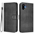 For Samsung Galaxy M06 5G / F06 5G Line Splicing Buckle Retro Leather Phone Case(Black) - 2