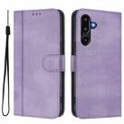 For Samsung Galaxy M16 5G / F16 5G Line Splicing Buckle Retro Leather Phone Case(Purple) - 2