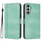 For Samsung Galaxy M14 5G Global Line Splicing Buckle Retro Leather Phone Case(Mint Green) - 2